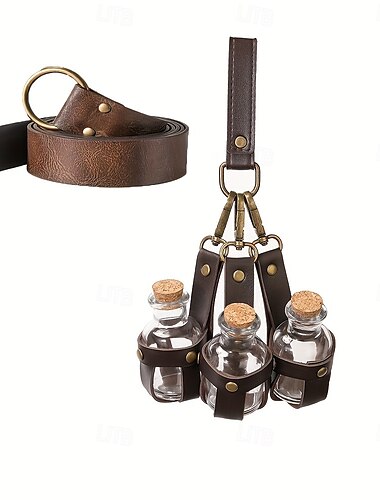  بانغك & قوطي العصور الوسطى عصر النهضة مجموعة الإكسسوارات رين فير الفايكنج رجالي نسائي للجنسين سيلتك الفايكينج عيد الرعب مهرجان حفلة تنكرية أداء LARP رن فير للبالغين كيس الزجاجة السحرية