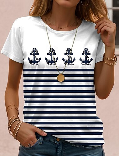  Damen T Shirt Rose Blumen Grafik Elegant Vintage Mode Kurzarm Rundhals Normale Oberteile Täglich Ausgehen Wochenende Druck Weiß Marineblau Blau Staubiges Blau Leicht Blau Sommer