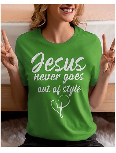  Women's T Shirt Graphic Letter Stylish Casual Short Sleeve Round Neck Regular Tops Daily Weekend Print Blue Purple Green Summer Spring