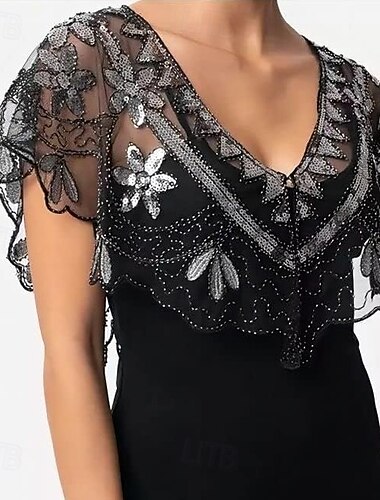  Retro vintage Roaring jaren '20 Jaren 1920 sjaal wrap Omslagdoeken The Great Gatsby Flapper Girl Pailletten Kwastje Zoom Dames Carnaval Bruiloft Avond Feest Maskerade Volwassenen Sjaal