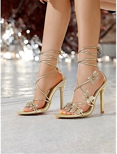  sandali stiletto con lacci a farfalla rosa per donna – tacchi alti con strass per feste e balli di fine anno