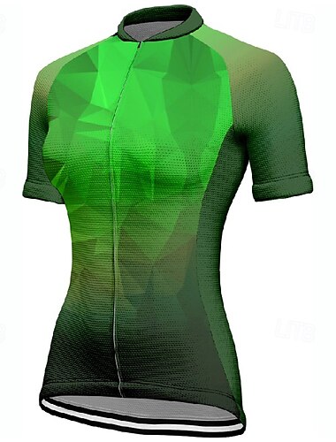  Damen Radtrikot Kurzarm Fahhrad T-Shirt Trikot mit 3 Gesäßtaschen Mountainbike MTB Atmungsaktiv Schnelltrocknend Anatomisches Design Feuchtigkeitsableitend Blau Dunkelgrün Purpur Farbverlauf Sport