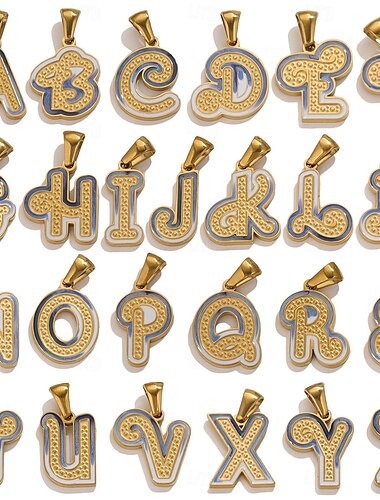  Breloques lettres personnalisées, cadeau pour maman, pendentifs en acier inoxydable plaqué or 18 carats, ornements suspendus en émail dégradé alphabet A-Z, accessoires de bijoux élégants