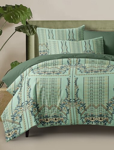  Bohemian Bettbezugset 100% Baumwolle Weiche und atmungsaktive Bettwäsche mit Paisley-Blumen Leichter und langlebiger Bettbezug Komfortabel für alle Jahreszeiten Pflegeleicht