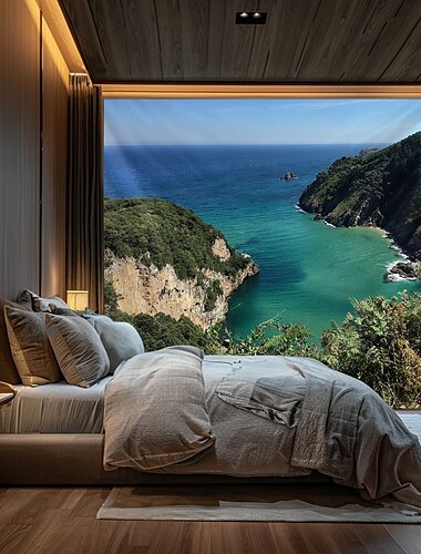  Landschaft Ozeanblick hängender Wandteppich Wandkunst großes Wandteppich-Mural-Dekor Fotografie Hintergrunddecke Vorhang Heim Schlafzimmer Wohnzimmer Dekoration