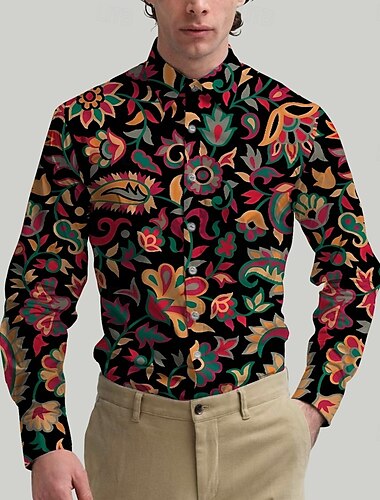  Retro Vintage 1970s Shirt Aloha Shirt Hippie Floral Men's Masquerade Party Daily Wear Pride Parade Adults' Shirt