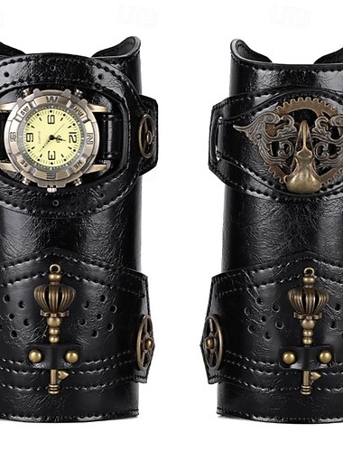  Rétro Vintage Médiéval Renaissance Armure Bracelet Protège-bras Pirate Viking Elfe Homme Femmes Unisexe Fantaisie Steampunk Halloween Carnaval Performance Soirée LARP Adulte Armure d'épaule