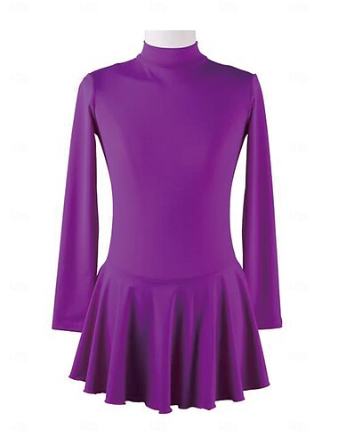  Eiskunstlaufkleid Damen Mädchen Eislaufen Kleid Violett Patchwork Offener Rücken Netzstoff Spandex Dehnbar Training Übung Professionell Eiskunstlaufkleidung Thermowarm Kristall / Strass Langarm