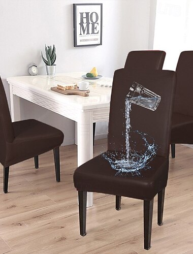  Fundas para sillas de comedor, funda protectora para sillas de boda, resistente al agua y al aceite, de cuero pu sólido, color negro