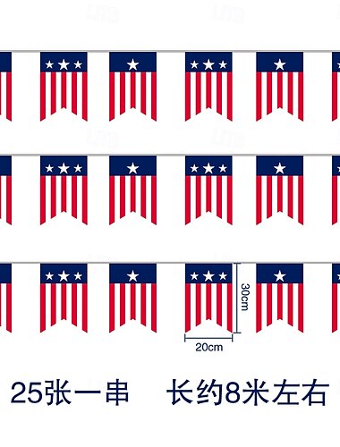  Fahne Wimpel Banner Lange amerikanische Schnurflaggen Hohe Dreieckflaggen Dekorationen USA Party Sterne und Streifen Wimpel Girlande 4. Juli Patriotische Dekoration