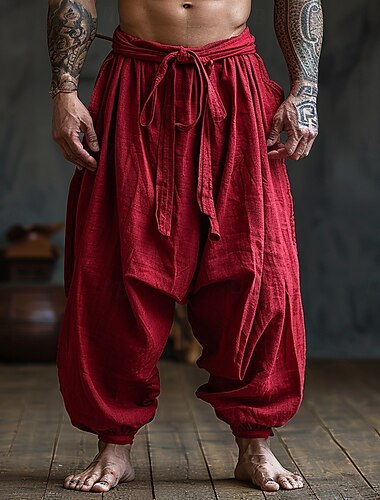  Rétro Vintage Médiéval Renaissance Pantalons de pirate Cordon de serrage Couleur Unie Homme Pirate Halloween Carnaval Vacances Décontracté Quotidien LARP Adulte Pantalon Printemps & Été