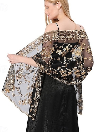  Retro vintage Roaring jaren '20 Jaren 1920 sjaal wrap Omslagdoeken The Great Gatsby Flapper Girl Pailletten Zoom Dames Carnaval Bruiloft Avond Feest Maskerade Volwassenen Sjaal