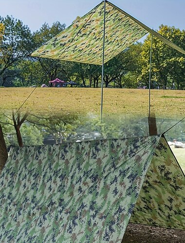  een stuk multifunctionele vierkante luifel voor buiten, zonwerende strandluifel, zonnescherm, lichtzilveren vloermat
