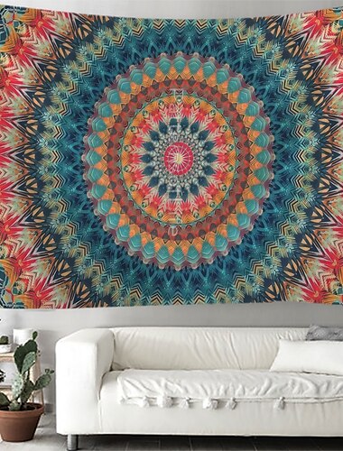  Mandala Bohemian hängender Wandteppich große Wandteppich Wanddekoration Fotohintergrund Decke Vorhang Zuhause Schlafzimmer Wohnzimmer Dekoration Blau