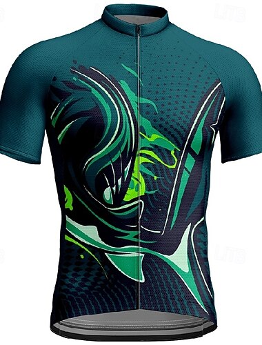  Herre Sykkeltrøyer Kortermet Sykkel T-skjorte Jersey med 3 baklommer Fjellsykling Hurtigtørkende Anatomisk design Vidje Pustende sport Grønn Klær