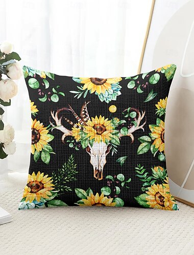  Mandala Bohemian Zonnebloem Decoratieve Gooi Kussens 1PC Zachte Vierkante Bankkussenhoes Kussenhoes voor Slaapkamer Woonkamer Bank Stoel
