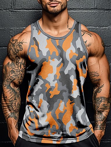  Herren Tarnung T Shirt Weste Ärmellos T-Shirt 3D-Druck Rundhalsausschnitt Hemd Urlaub Lässig Hawaiianisch Ferien Grün 1# Grün 2# Blau 2# Sommer Frühling Bekleidung S M L XL XXL XXXL