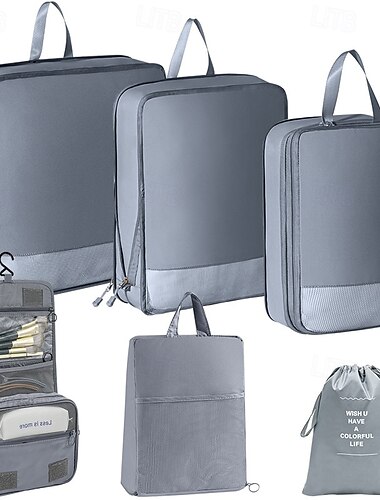  Kompressions-Packwürfel-Set zur Aufbewahrung von Reisegepäck und als platzsparender Organizer, für Kleidung, Schuhe, digitales Zubehör, Kulturbeutel, Reisetaschen mit Kleider-Organizer