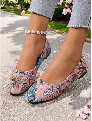  ballerines confortables brodées de fleurs pour femmes - chaussures décontractées noires élégantes, idéales pour un usage quotidien
