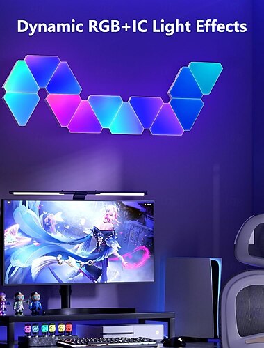  LED-Leuchten 3er-/6er-/8er-/10er-/12er-Pack Leuchten Gaming-Leuchten Smart-Wandleuchten mit App &Fernbedienung für WLAN-Verbindung für Heimdekor, Spielzimmer, Bar