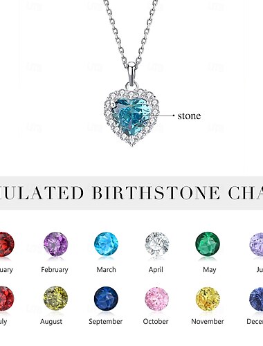  Personalisierte Herz-Halskette Individuelles Bestes Geschenk für Mama – 925 Silber Geburtsstein-Pendant Perfektes Geschenk für Mama Großmutter Frau Freundin zum Muttertag Valentinstag Weihnachten