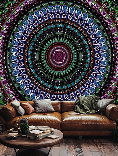  Mandala Bohemian hängender Wandteppich große Wandteppich Wanddekoration Fotohintergrund Decke Vorhang Zuhause Schlafzimmer Wohnzimmer Dekoration Blau