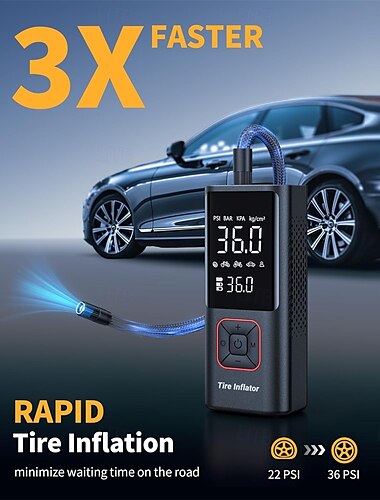  Inflador de neumáticos inalámbrico, compresor de aire portátil, bomba de aire de 150 psi con función de apagado automático para neumáticos de automóviles y motocicletas