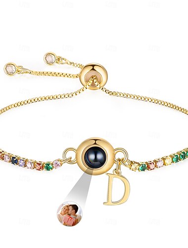  Personalisierter Foto-Projektionsarmband Individuelles bestes Geschenk für Mama – Anpassbar mit Initialen und Fotos Elegantes Schmuckgeschenk für Mama Oma Ehefrau Freundin zum Muttertag Frauentag