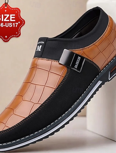  Slip-on loafers i konstläder med krokodilmönster för män - snygga vardagsskor med bekväm sula för dagligt bruk
