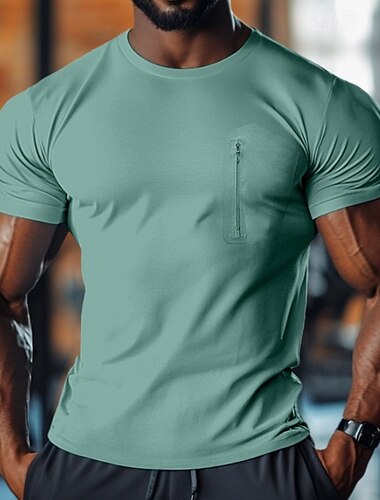  Homens Camiseta T-shirt Manga Curta Crewneck Verão Côr Sólida Moda Designer Básico Bolsos laterais Férias Rua Para Noite Azul Claro Preto Branco Top Tee para Homens