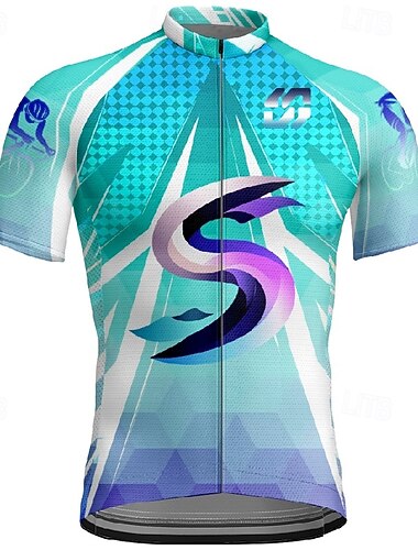  Herre Sykkeltrøyer Kortermet Sykkel T-skjorte Jersey med 3 baklommer Fjellsykling Hurtigtørkende Anatomisk design Vidje Pustende sport Mørk Marineblå Blå Himmelblå Klær