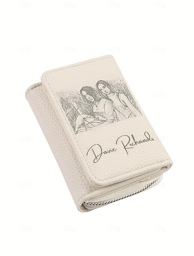  Portafoglio fotografico personalizzato - Miglior regalo per la mamma - Portafoglio in pelle inciso con nome ideale per la festa della mamma matrimonio anniversario o compleanno