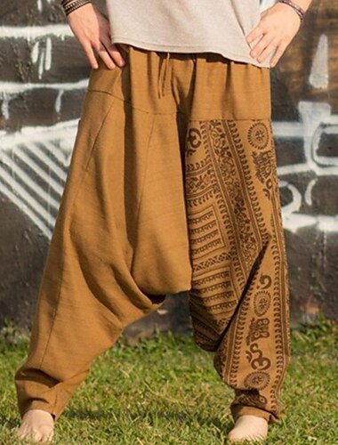  Retro Antiguo Boho Medieval Pantalones Pantalones Harem Pirata Vikingo Holgado Hombre Pirata Carnaval Vacaciones Yoga LARP Adulto Pantalones Primavera verano