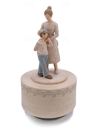  1pc hars muziekdoos 5,5 inch moeder-dochter beeldje ideaal cadeau voor moeder van dochter voor verjaardag Moederdag cadeau voor huiskamer woonkamer kantoor decor