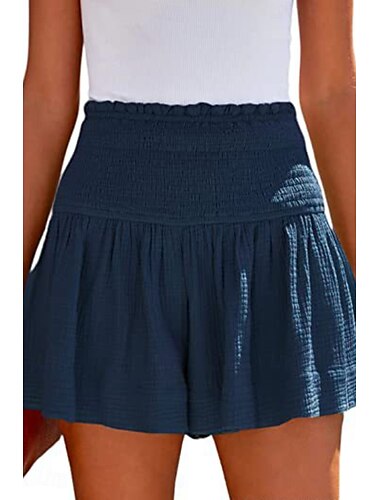  Dam Linneinspirerade shorts Shorts Byxor Streetwear Ledigt Kort Naturlig Slät Elastisk midja Bekväm Utomhus Gata Dagliga kläder Mandel Grå Svart Rosa Sommar Normal