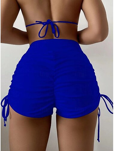  Damen Badebekleidung dehnbare Boxershorts Badeanzug hohe Taille Urlaub Strandbekleidung einfarbig ärmellos Badeanzüge