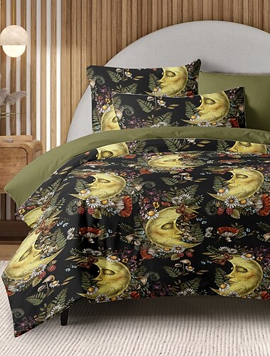  Housse de couette mandala bohémien taille complète ensemble de literie en coton housse de couette couette douce et légère avec 2 taies d'oreiller pour l'été le printemps soleil et lune