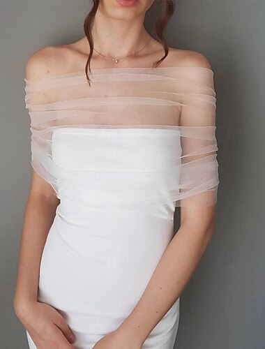  abnehmbarer Tüllschal, 130 cm/51 weiße Braut-Tüllärmel, Spitze, transparente Puffärmel, Kleid, transparente Umhänge, Überwurf, Accessoire für Hochzeit, Kostüm, formelle Party, Abschlussball