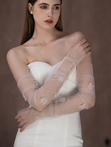  Tulle Longueur Coude Gant Elégant / mode Avec Fleur Gants de Mariage / Fête