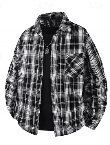  Herren Hemd Sommerhemd Lässiges Hemd Strandhemd Knopfhemd Schwarz Gelb Rote Marineblau Blau Langarm Plaid Kargen Urlaub Hawaiianisch Tasche Bekleidung Polyester Modisch Brautkleider schlicht