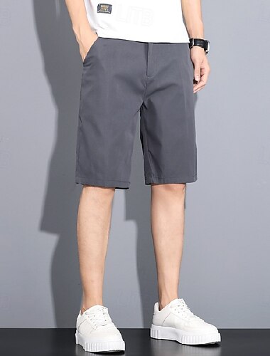  Herren Shorts Schicke Shorts Bermudashorts Freizeitshorts Tasche Gerader Schnitt Einfach Atmungsaktiv Bügelfrei Knielang Outdoor Geschäft Täglich Mode Streetwear Schwarz Blau
