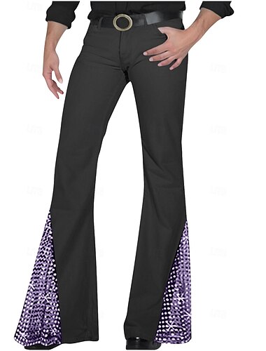  Rétro Vintage Années 1960 Hippie Pantalon Pantalons à pattes d'éléphant Hippie Paillettes Homme Halloween Carnaval Saint-Valentin Soirée Festival de Musique Défilé de la Fierté Adulte Pantalon