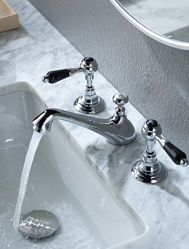  Baño grifo del fregadero - Separado Galvanizado Muy Difundido Dos asas de tres agujerosBath Taps