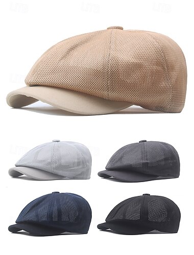  Atmungsaktive Newsboy-Mütze aus Mesh für Herren – leichte Schiebermütze im Vintage-Stil für den Sommer, stylischer Gatsby-Efeuhut für die Freizeit und Outdoor