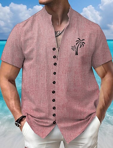  Per uomo Albero di Cocco Piante Tropicali Camicia Camicia hawaiana estiva Camicia con colletto alla coreana Maniche Corte Hawaiano Vacanza Abbigliamento mare Collo alla coreana Colletto alla coreana