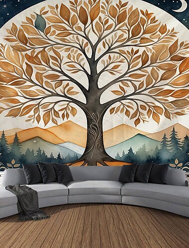  Baum des Lebens hängender Wandteppich Wandkunst große Wandteppich Wanddekoration Fotohintergrund Decke Vorhang Zuhause Schlafzimmer Wohnzimmer Dekoration