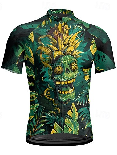  Pánské Cyklodres Krátký rukáv Kolo Tričko Dres se 3 zadními kapsami Horská cyklistika Prodyšné Rychleschnoucí Anatomický design Odvod Modrá Tmavě zelená Zelená Grafika Sportovní Oblečení