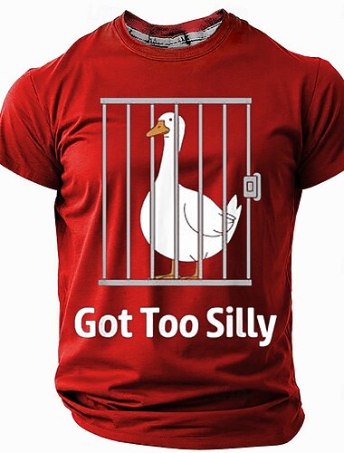  Camiseta Gráfica Divertida para Hombre - Diseño de Juego de Palabras de Ganso Demasiado Estúpido en Camiseta de Manga Corta
