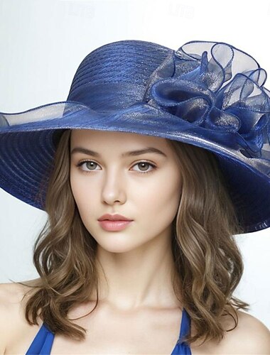  Klobouky organza sluneční klobouk svatební dovolená čajová párty dostihy cocktail elegantní vintage roztomilé s květinovým čelenkou
