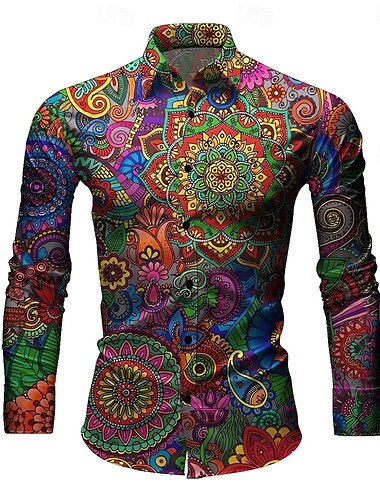  Retro vintage Jaren '70 Hemd Aloha-shirt Hippie Paisley Voor heren Maskerade Feest Alledaagse kleding Prideparade Volwassenen Hemd